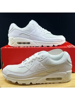 Nike Air Max 90 Triple White Athletic Running Shoes Men's Size 11 (CN8490-100)